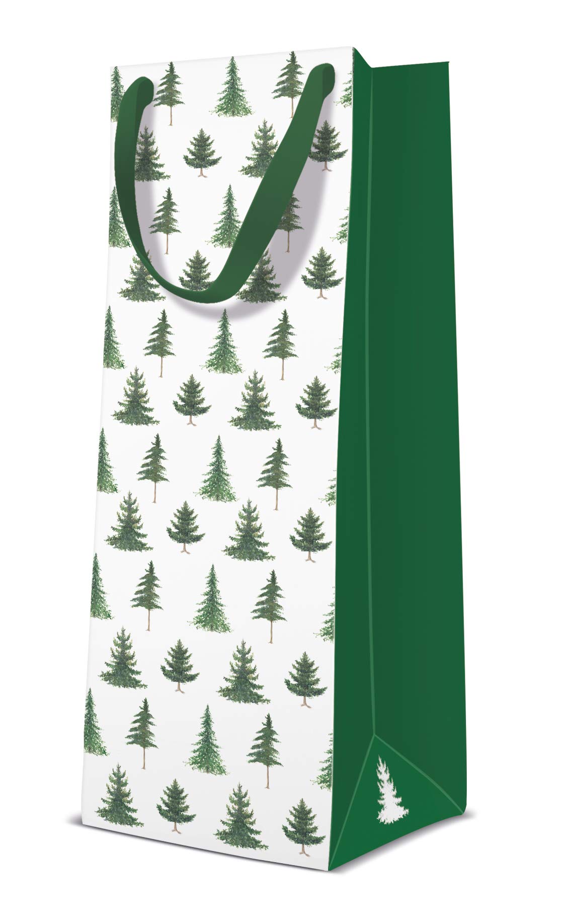Pack of 10 - Conifer Trees Xmas Gift Bag Christmas Bag (Bottle 12cm x 37cm x 10cm)