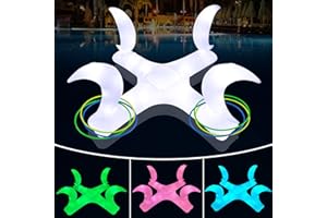 Tepoal Inflatable Pool Ring Toss Games Toys with Colorful Lights, Floating Solar Powered Moon Swimming Pool Toys with 6 Pcs Rings, Toddler Pool Floats Water Game for Kids Adults Summer Pool Party