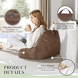 downluxe Reading Pillow with Arms, Back Pillow for