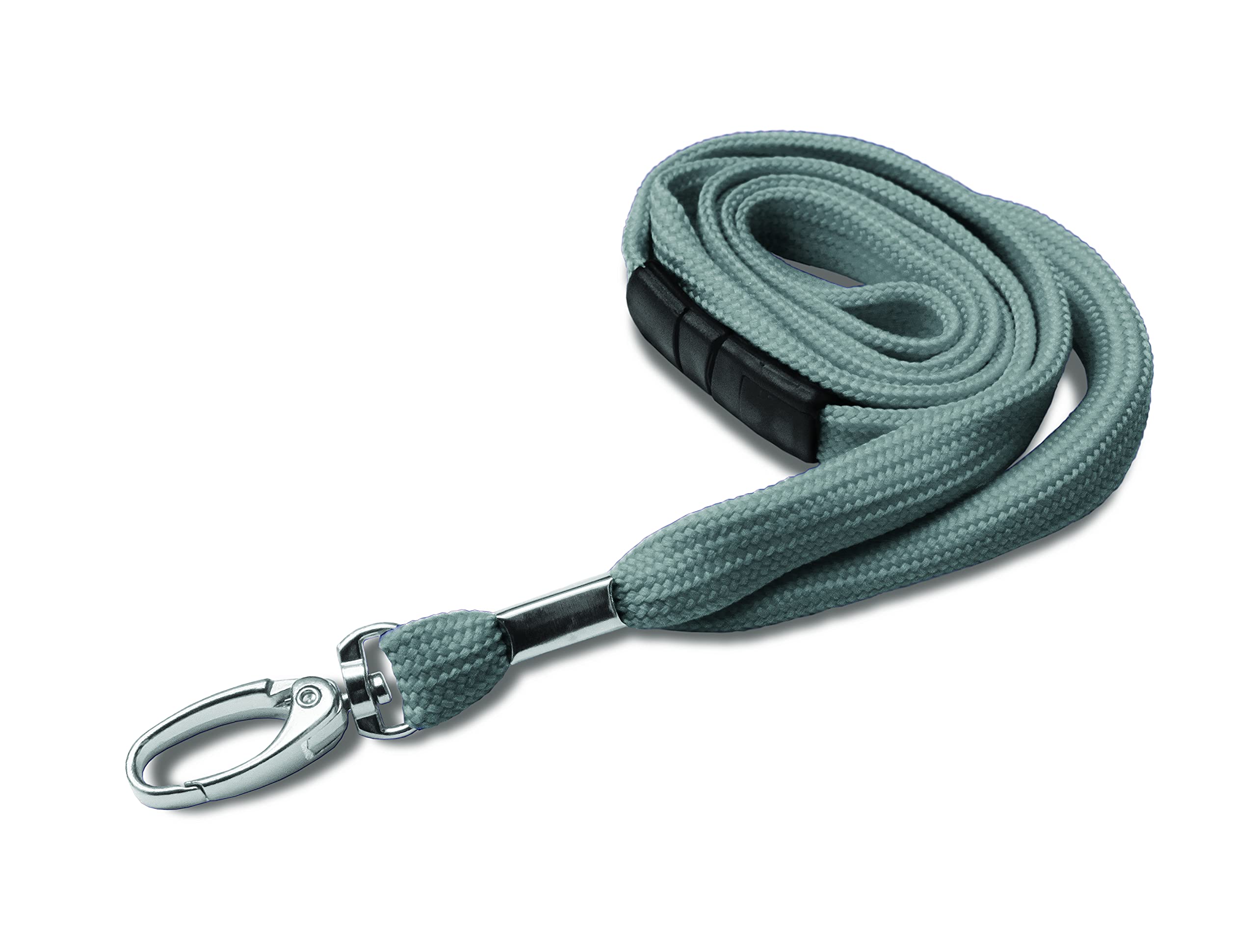 Identity-Plus: Metal Lobster Clip Lanyard Neck Strap with Safety Breakaway - Tubular (Grey, 10 pcs)