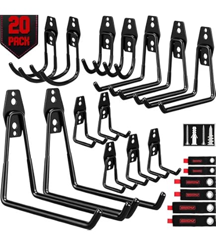 ☆ Custom Garage Hanger CK Ver.3 PVZZRKL 18 Pack Garage Hooks, Anti-Slip Coating, Hooks for Hanging