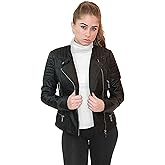 Olivia Miller Womens Faux Leather Zip Up Moto Biker Jacket