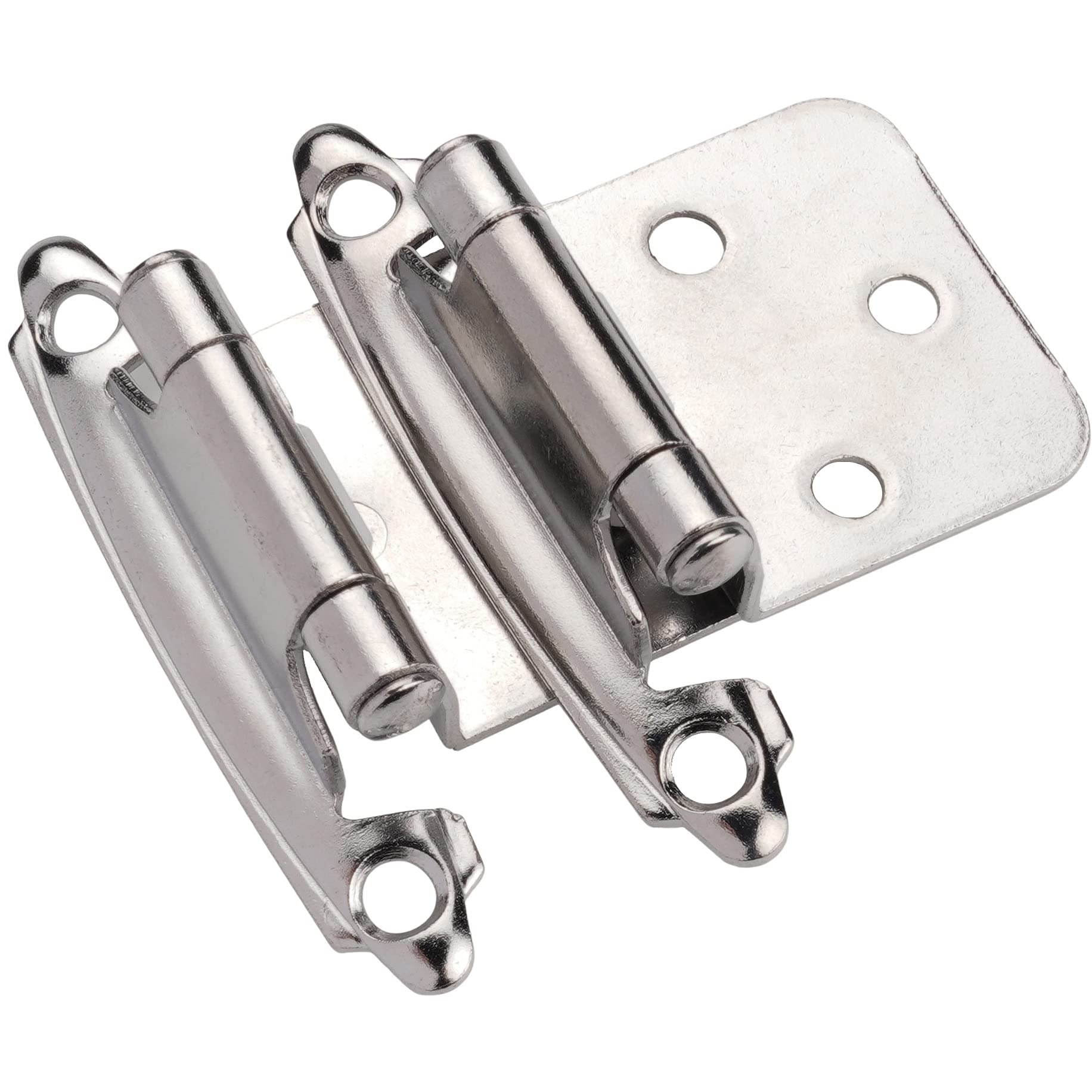 DecoBasics Polished Chrome Cabinet Hinges for Kitchen Cabinets (25 Pair -50 Pcs) -1/2" Overlay (Variable) -Self Closing Kitchen Cabinet Hinges Flush Mount w/Silicon Bumpers & Upgraded Screws