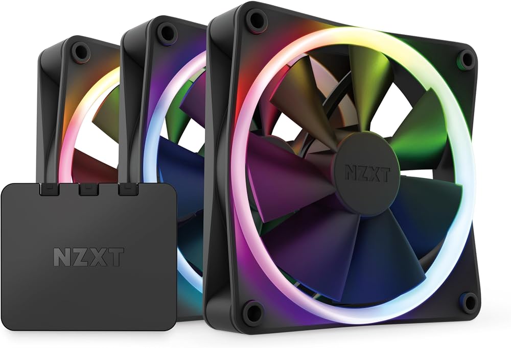 NZXT F120 RGB Fans RF-R12TF-B1 Triple RGB Fan and Controller Black 120mm