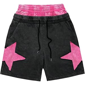 SOLY HUX Men's Y2k Star Graphic Shorts Baggy Grunge Streetwear Shorts | Double Drawstring Waist, Workout, Casual, Vintage Aci
