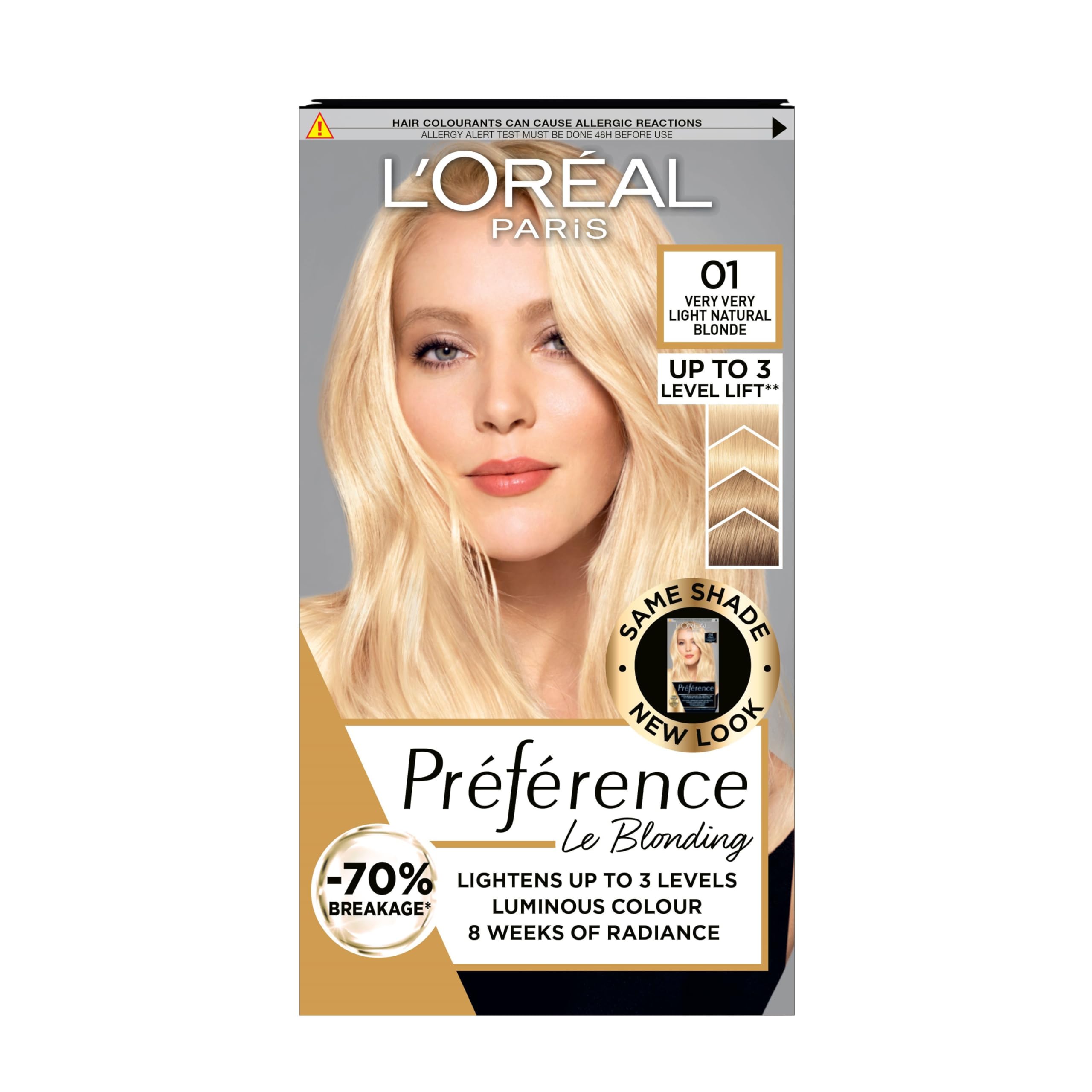 L'Oreal Paris Preference Hair Dye, Long Lasting, Luminous Permanent Hair Colour, 01 Prague very very light natural blonde — image 1