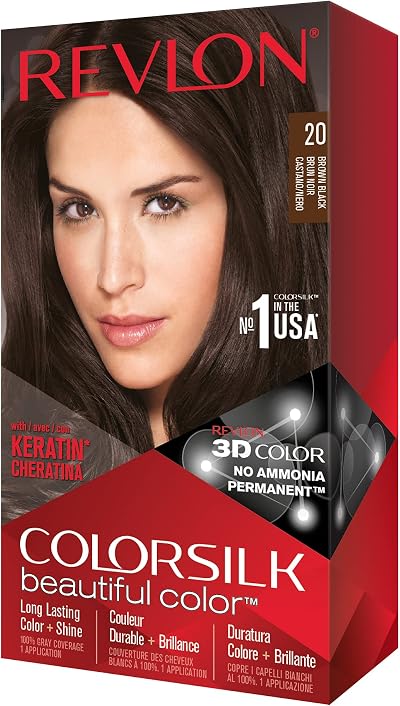 Revlon Colorsilk Hair Color Brown Black 20 Permanent Ammonia Free Silk Proteins