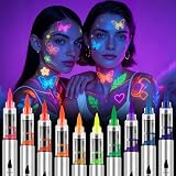 AOOWU Glow in The Dark Face Paint Pens 10 Colors UV Neon Kit view 1