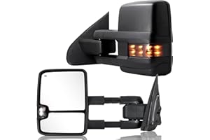 Perfit Zone Towing Mirrors Compatible for 2007-2014 Chevy Silverado GMC Sierra 1500 2500 HD 3500 HD Suburban Yukon XL Black Power Heated Smoked Turn Signal Clearance Lamp Pair Set