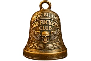 Bitter Old Fuckers Club - Edgy Biker Bell,Biker Clubs Bells,Antique Bronze Guardian Bell with Winged Skull for Riders,Rebelli