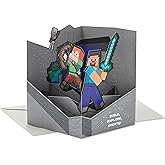 Hallmark Paper Wonder Minecraft Pop-Up Card (Build, Explore, Create) for Birthdays, Graduations, Kids, Gamers