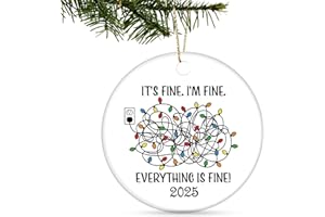 HENKNJAR Christmas Ornaments 2025 Everything is Fine Novelty Tree Hanging Ornaments Survivor Personalized Tree Decoration Gif