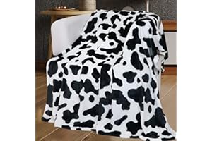 KIVEE Cow Print Blanket Lightweight Soft Warm Blankets and Throws Cozy Fleece Cow Baby Blanket Fuzzy Cute Black Cow Printed Throw Blankets for Baby Kids Boys Girls Toddler Newborn Infant 40x50 inch