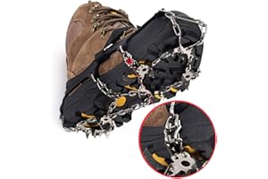 Upgraded Version of Walk Traction Ice Cleat Spikes Crampons,True Stainless Steel Spikes and Durable Silicone,Attaches Over Sh