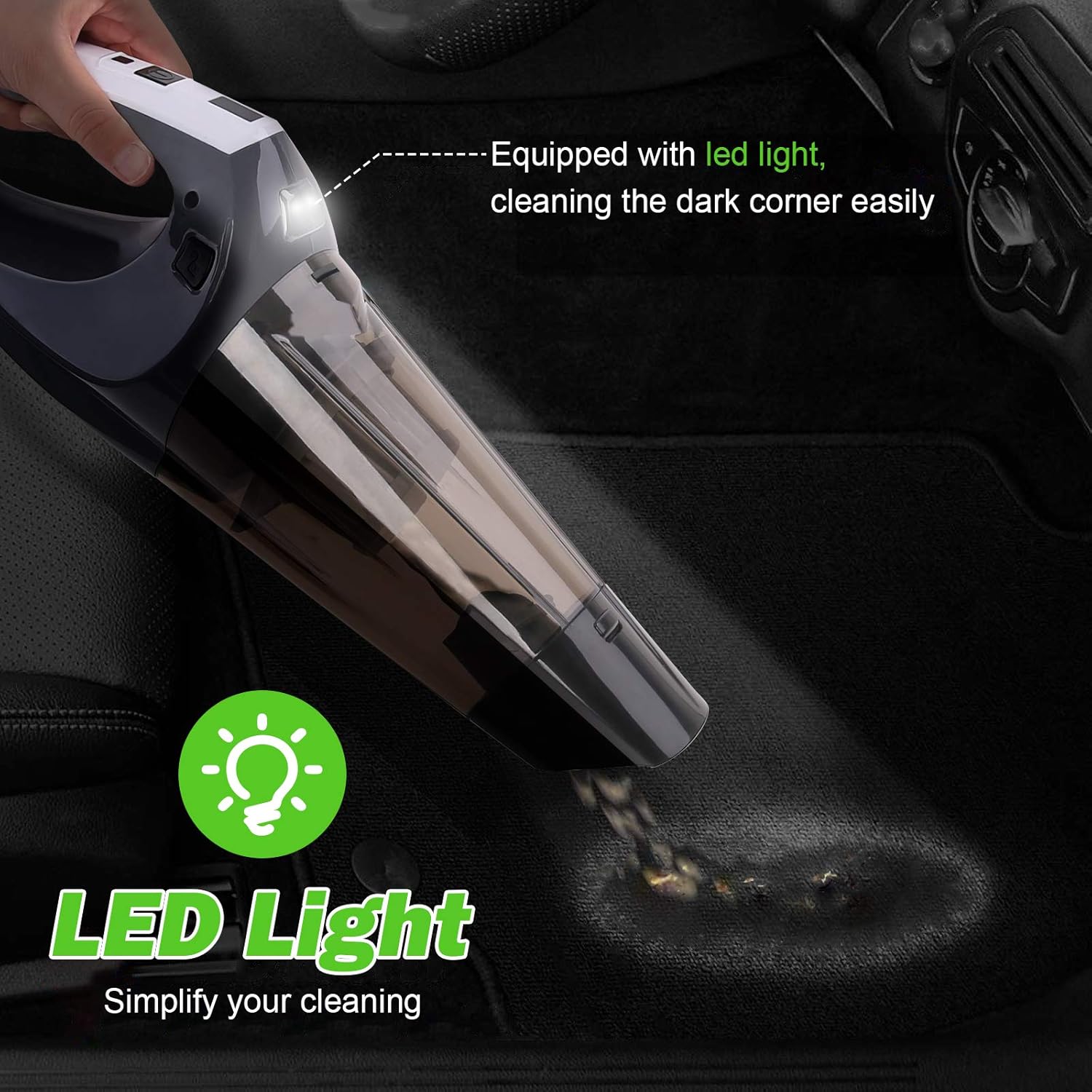 VACPOWER Handheld Vacuum, Cordless Handheld Vacuum, 6500PA Portable Hand Vacuum Cleaner with Rechargeable 2500mAh for Pet Hair, Home, and Car Cleaning: Home & Kitchen