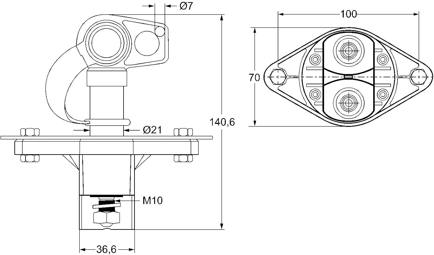 HELLA 6EK 002 843-121 Main Switch, battery - Turn knob control - 24V - Number of connectors: 2 - Bolted - Normally Open Contact - Oval - Image 3