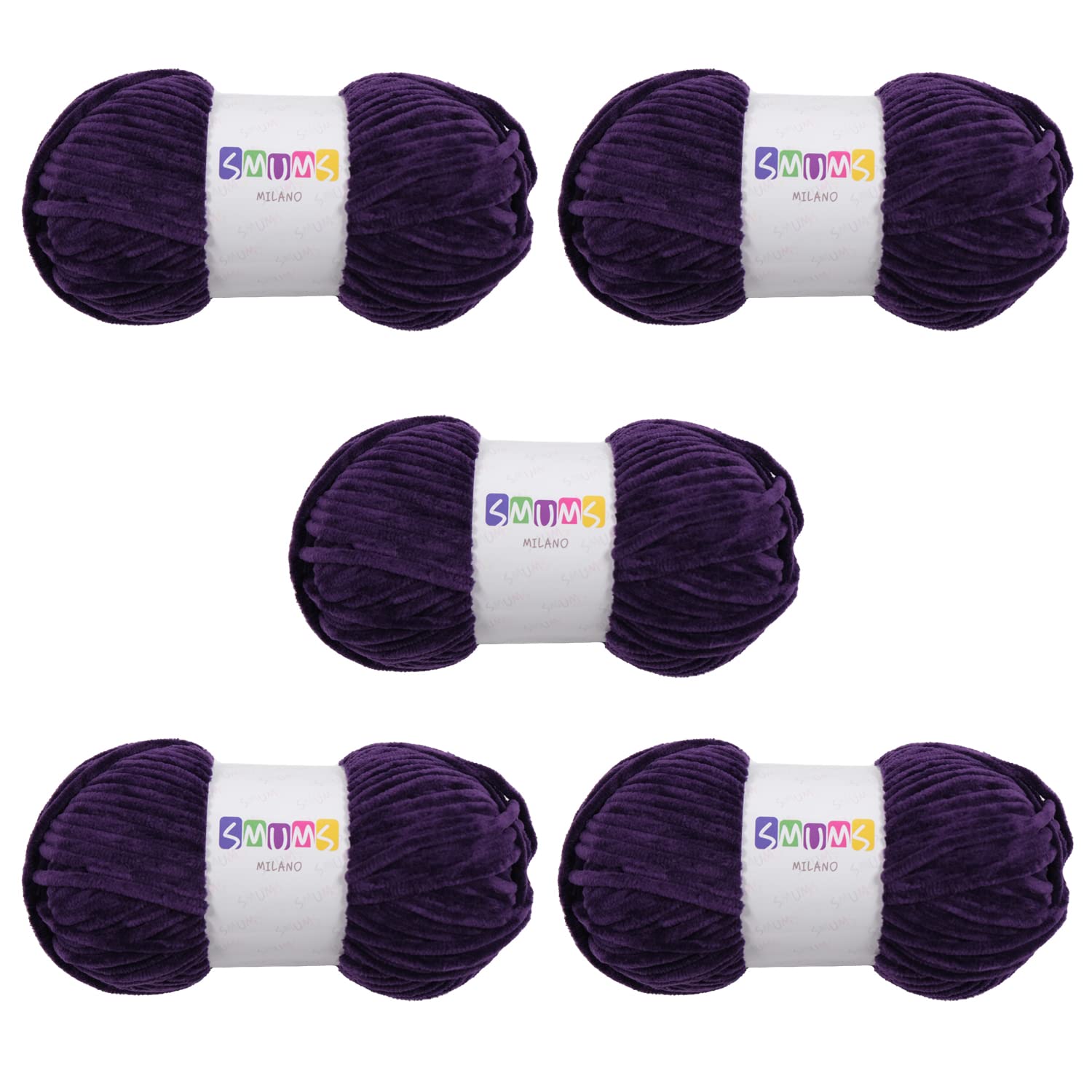 SMUMS Super Chunky | Knitting Wool Yarn for Crochet | 100 gr. Balls | 120 Meters 100% Polyester | Thick Yarn | Crochet Yarn| Wool for Crochet | Chunky Wool for Knitting | Velvet Yarn (Purple, 5)