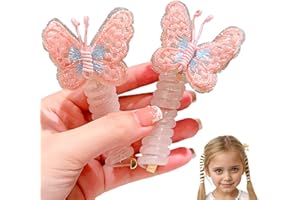 SMYAXUNW 2pcs butterflies colorful children's phone cord hairband non-damaging hair ponytail fixing accessories suitable for children's parties family dinners and outdoor play