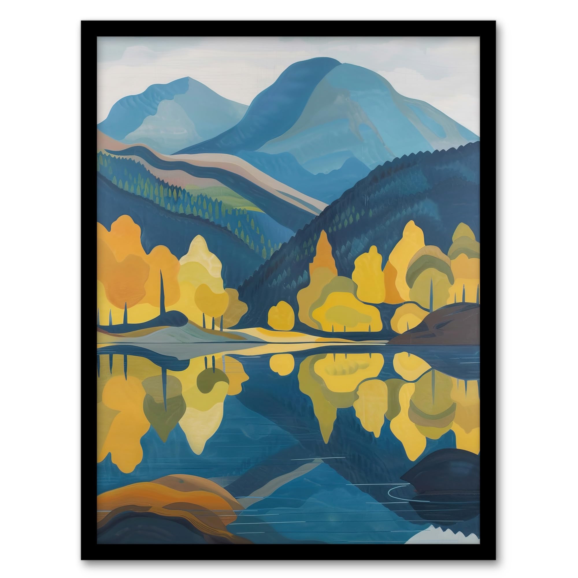 Artery8 Lake District Cumbria Artwork Summer Hills Forest Living Room Artwork Framed Wall Art Print A4