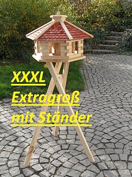 Arbrikadrex Maxi Vogelhaus XXXL eckigem Eingang Vogelhäuschen vom Schreiner Holz Futterhaus Futterhäuschen Vogel Pavillon Vog