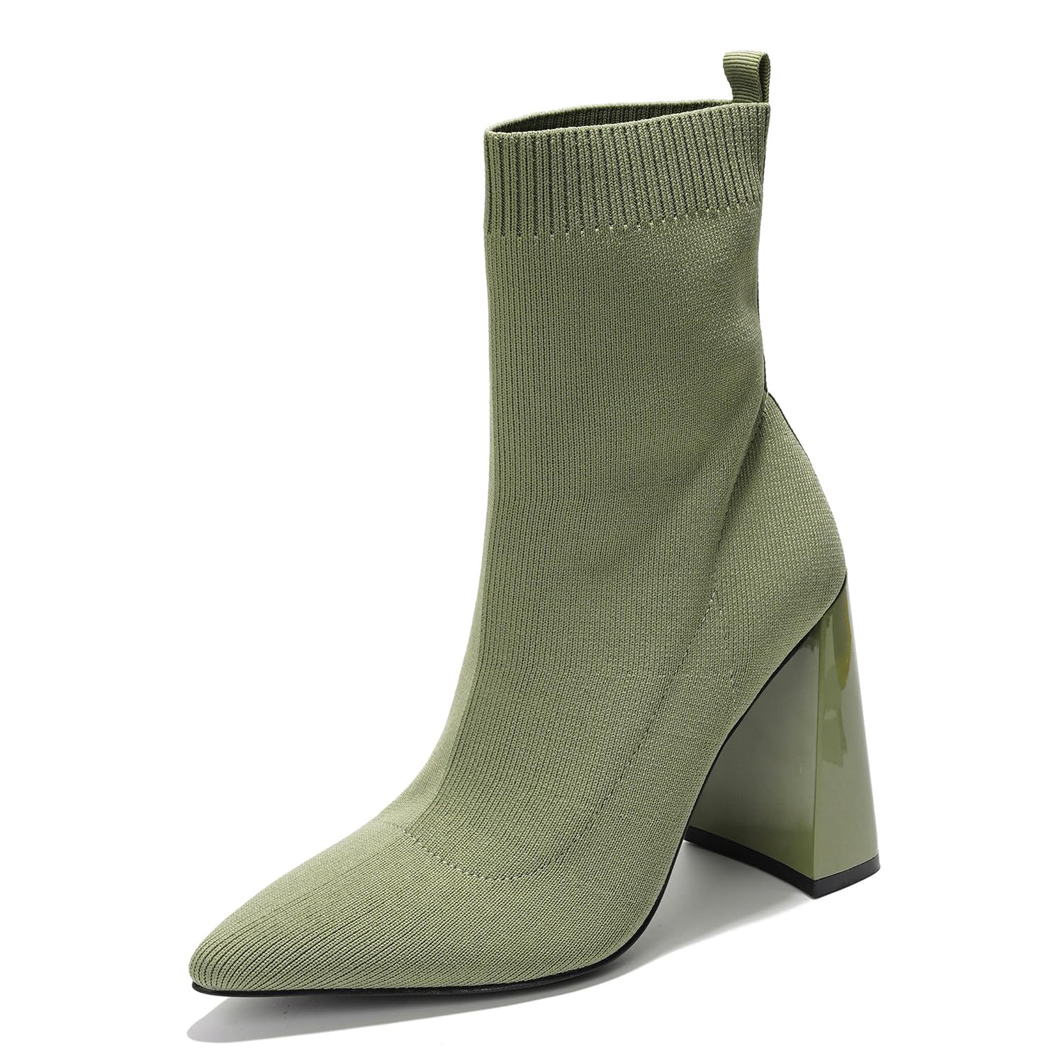 Photo 1 of Cape Robbin Pointed Toe Booties for Women with Heels - Dressy Sock Boots and Heeled Ankle Boots, Chic Pointy Toe Booties for Women (Faina.A) - Olive Size 8.5