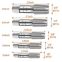 5-Piece NPT Pipe Tap Set, Precision Carbon Steel