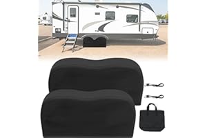 Altyostar 2PCS RV Tire Covers, Anti-UV Dual Axle Wheel Cover for RV/Truck/Trailer, Waterproof Dual Tire Covers RV Accessories Fits 27"-30" Diameter Tires - Black