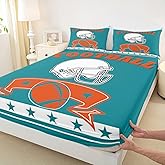Erosebridal Gridiron Seasonal Style Bedding Sets Twin Size Sports Fitted Sheet for Boys Football City Bed Set, Inspirational Dolphin Design Bed Sheets for Sports Fans Gifts