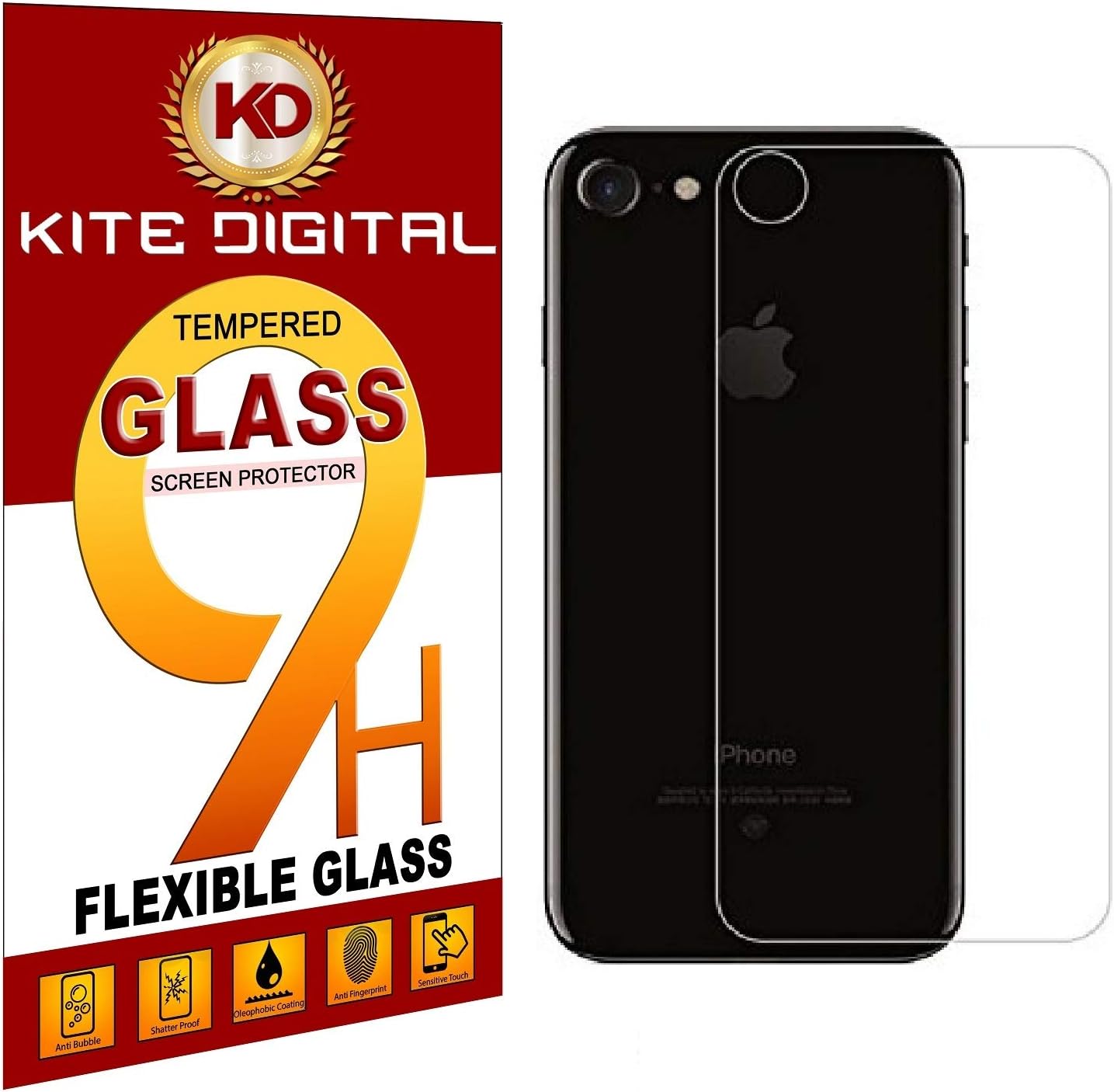 KITE DIGITAL Screen Protector for Apple iPhone 7 Back Premium Tempered Glass Slim 9H Hardness 2.5D
