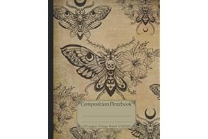 Composition Notebook: Boho vintage death moth composition notebook. Aesthetic Macabre gothic halloween notebook gift.