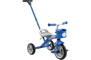 GOMO Kids Tricycles for 2 Year Olds, 3 Year Olds & Kids 1-6, Big Wheels Baby Bike Toddler Bikes - Trikes for Toddlers with Push Handle (Navy Blue)