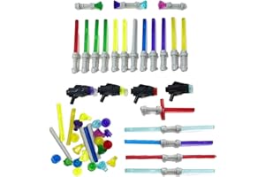 Brick Loot Light Saber & Blaster Weapons Pack, 75+ Mini Accessories for Lego Minifigures, Star Wars Building Set, Compatible with Major Brands, Includes Swords, Sabers, Guns for Kids & Adults Ages 6+