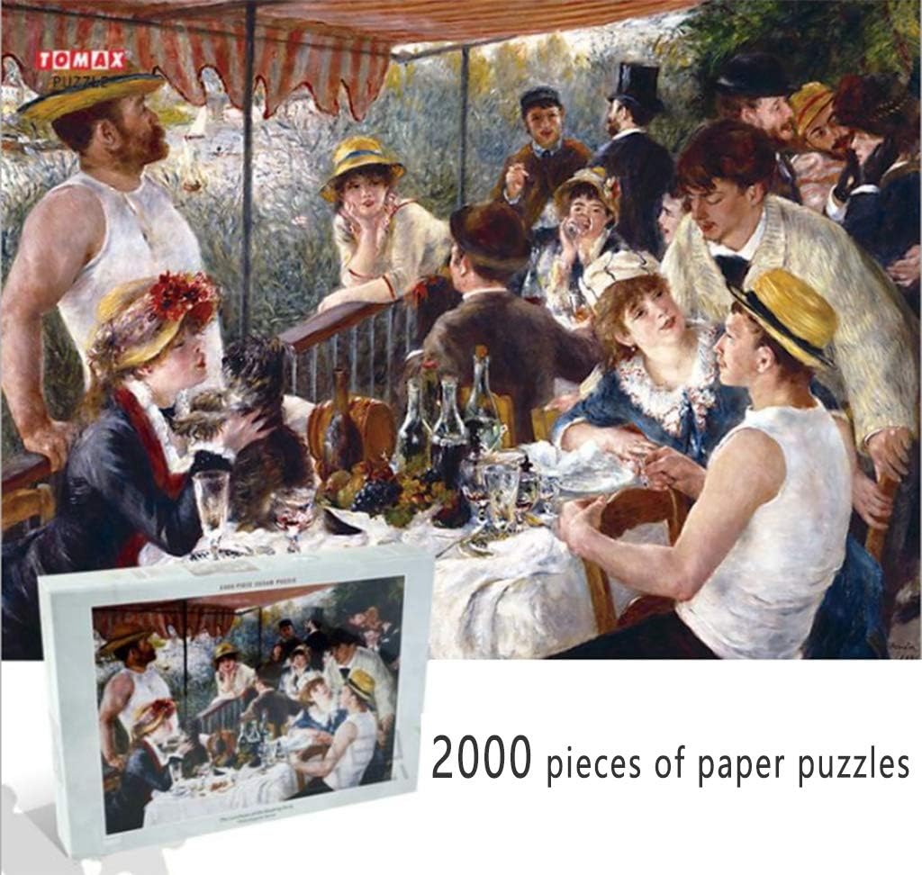 Classic Puzzle Game Jigsaw Puzzles 2000 Pieces Paper Adults Kids Children's Educational Toys Oil Parint Scenery Home Decor Lunch on Board by Pierre-Auguste Renoir Sturdy and Easy