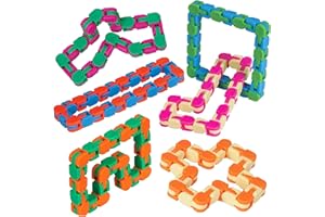 Neliblu Wacky Tracks 6 Pack Sensory Fidget Toys Snap and Click Fidget Cube Puzzles Bulk - ADHD, Autism, Stress Relief Therapy - Fidget Toys for Sensory Kids, Keeps Fingers Busy and Minds Focused