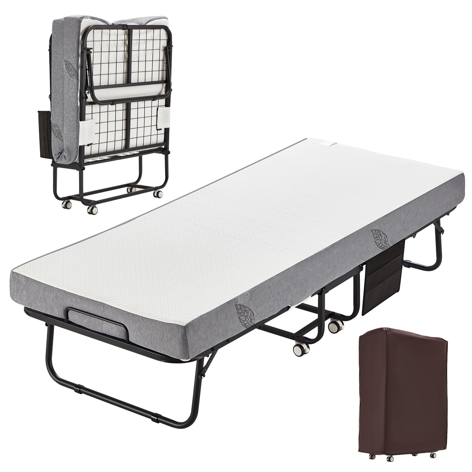 Photo 1 of **SIMILAR**MELLCOM Folding Bed with Mattress,75" x 31" Foldable Rollaway Bed with Mattress for Adults, 5 Inch Memory Foam Mattress,Single Cot Size Portable Bed with Metal Frame&Bed Side Pocket