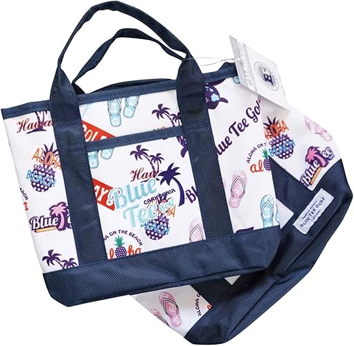 Amazon ブルーティーゴルフ ハワイアンサーフプリント ミニトートバッグ 小物入れ カラー ホワイト Blue Tee Golf ラウンドに大変便利 ブルーティーゴルフ ラウンドトートバッグ