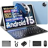 Android 15 Tablet 10 Inch, 24GB RAM+128GB ROM/1TB Expandable, 1.8GHz Octa-core CPU, 1280x800 IPS HD Display, WiFi 6, BT 5.4,