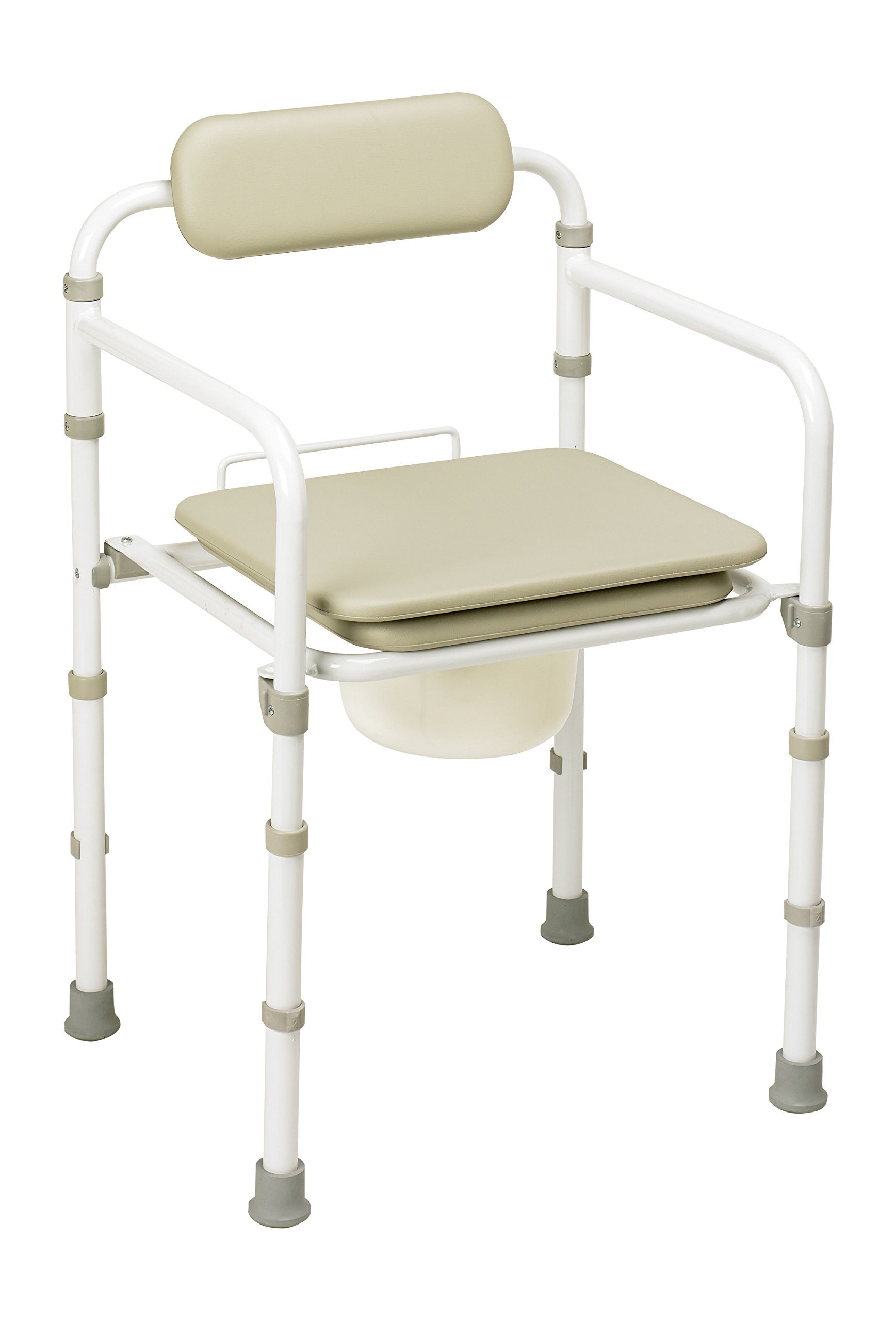 HOMECRAFT Uni-Frame Folding Commode, Portable Toilet, Toilet Bowl & Pan for Elderly, Handicapped, and Disabled users, Metal Toilet for Bedside Bathroom Use, Folding Toilet, Bedside Commode for Safety