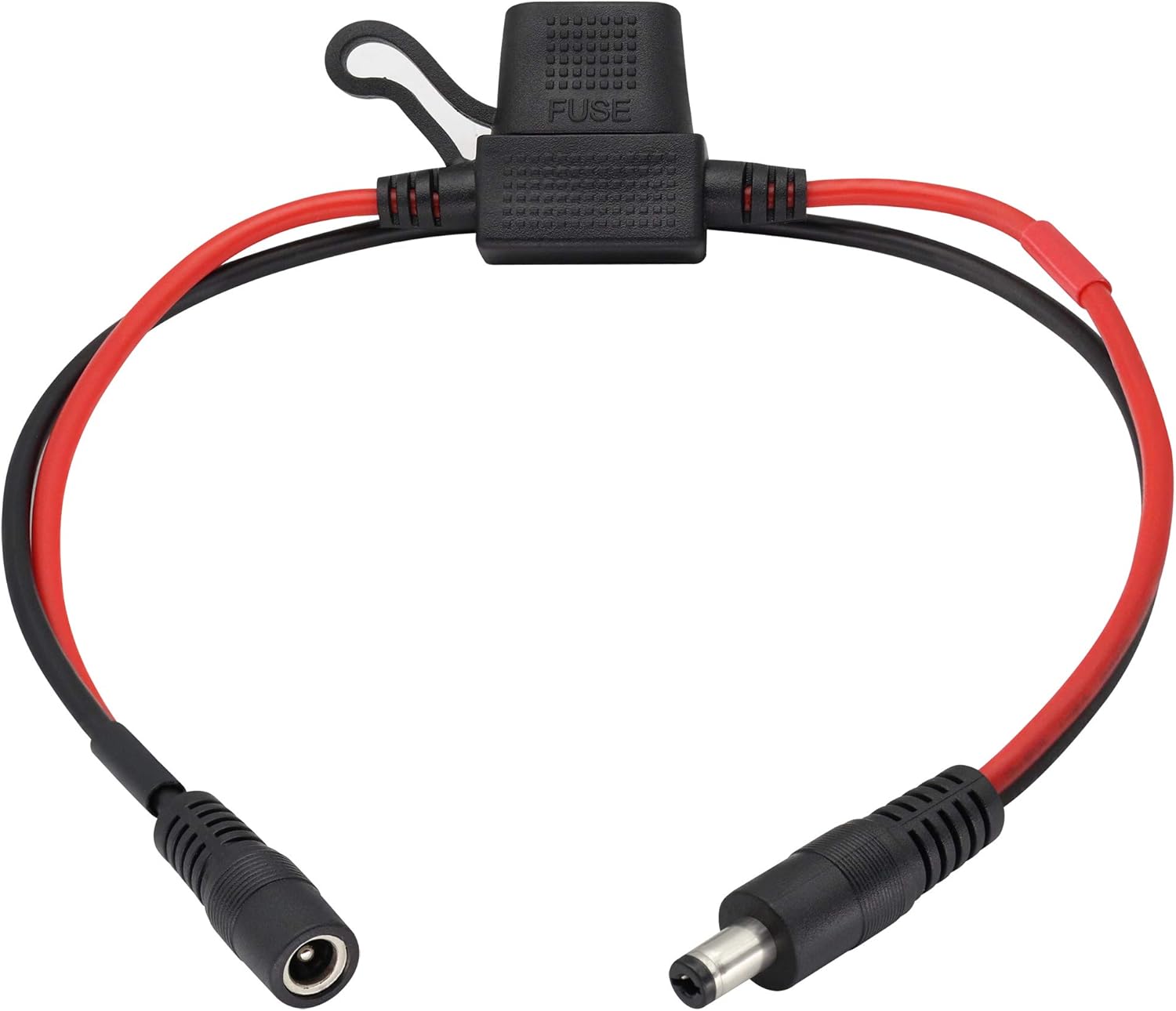 zdyCGTime 14AWG DC 5.5mmx2.1mm Male to Female Quick Disconnect Wire Harness Extension Cable,with 5A Blade Fuse Holder,for Portable Powers,LED Strip,Surveillance Camera,Security Equipment,40cm