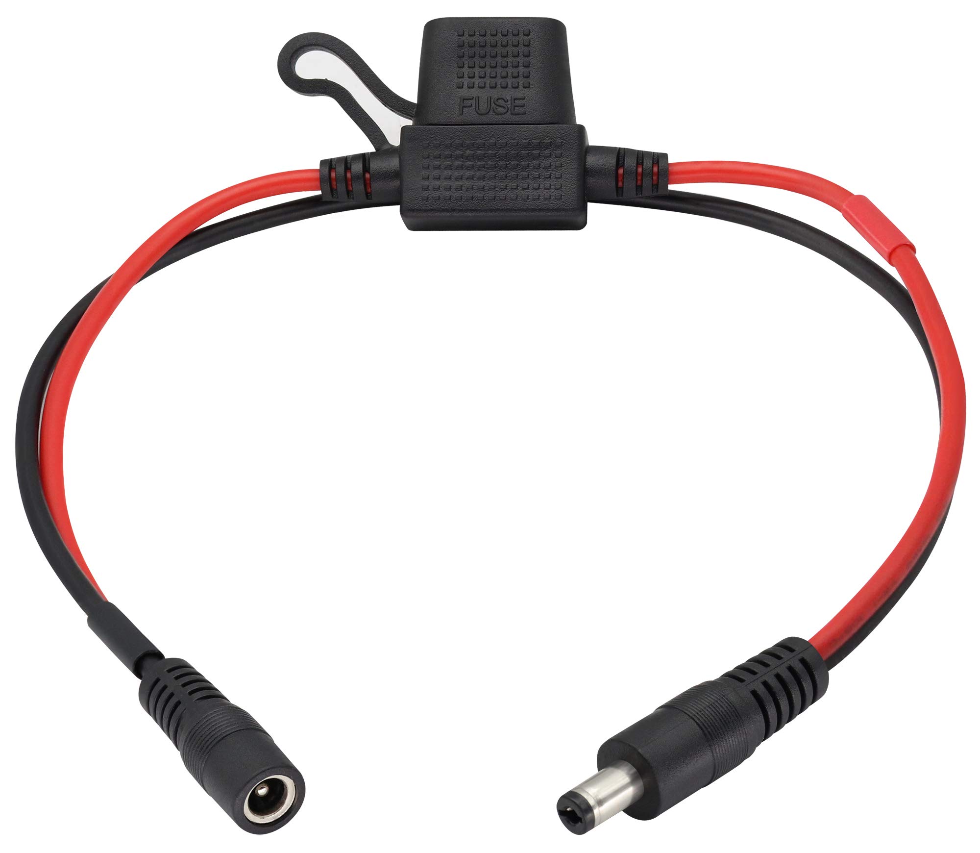 zdyCGTime 14AWG DC 5.5mmx2.1mm Male to Female Quick Disconnect Wire Harness Extension Cable,with 5A Blade Fuse Holder,for Portable Powers,LED Strip,Surveillance Camera,Security Equipment,40cm.