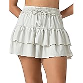 Colorfulkoala Skirts for Women High Waist Mini Tiered A-Line Flowy Shorts Tennis Golf Casual Skorts with Pockets
