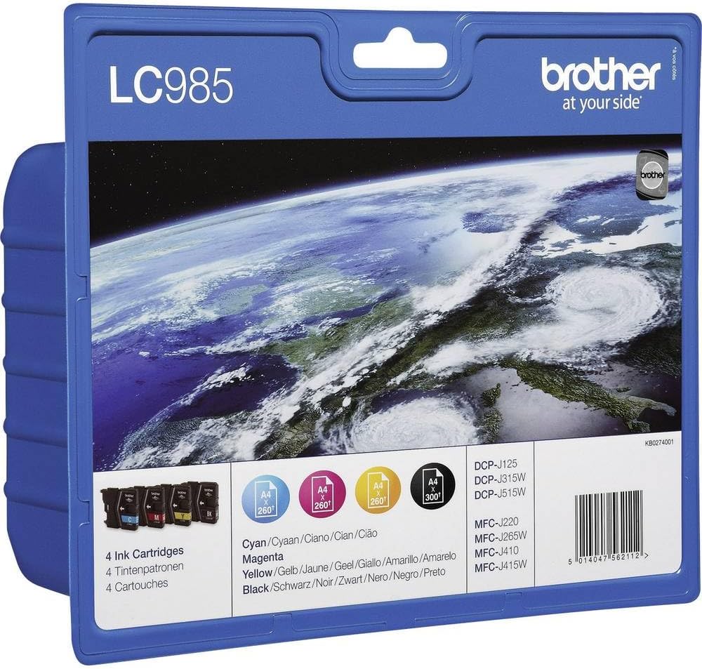 Brother LC-985 Black Cyan Magenta Yellow Ink Cartridge Multipack Standard Yield