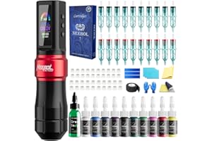 Neebol Wireless Tattoo Gun kit, Cordless Rotary Tattoo Pen with Mode Memory, 6h Battery Life, Tattoo Supplies Equipment, Complete Tattoo Machine Kit Gift for Beginners and Professionals