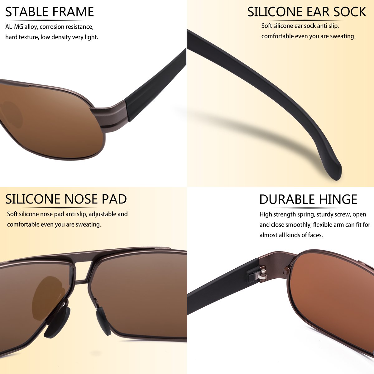 Zealme Polarized Aviator Sports Lightweight Durable Unbreakable Frame Anti Glare Baseball Cycling Fishing Golf Running Bicycle Polaroid Hiking Sunglasses (Coffee) 8516