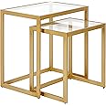 Henn&Hart Rectangular Nested Side Table in Brass, Table for Living Room, Bedroom