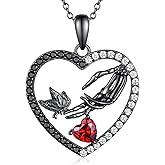 Daixiya Gothic Bat/Skeleton/Cross/Butterfly/Snake Necklace for Women 925 Sterling Silver Halloween Pendant Necklaces Goth Accessories Vampire Jewelry Gifts Ideas for Girls