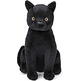 HyDren 13 Inch Halloween Black Cat Stuffed Animal Plush Realistic Cat Stuffed Animal Soft Cute Kitten Plushies Pillow Toy Gifts for Kids Adults Christmas Birthday Party Favors Home Decor Supplies