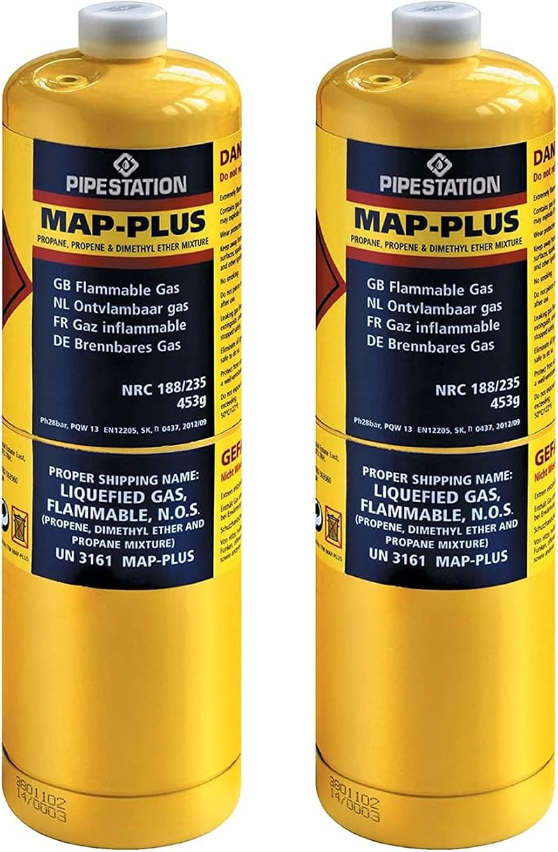 Pipestation 2x Mapp Gas Pro Plus Canisters CGA 600 for Soldering Torch
