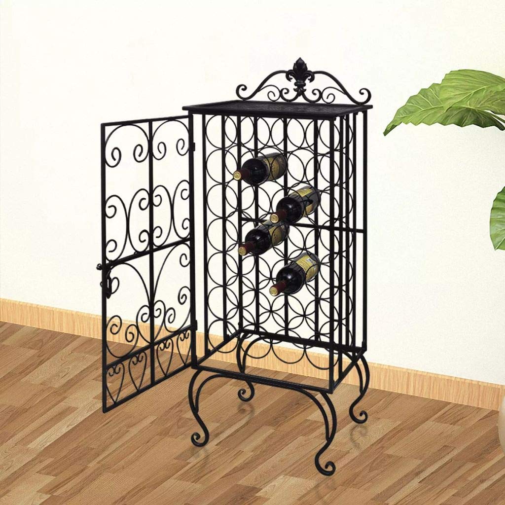Best Vidaxl Metal Wine Cabinet Rack Stand For 28 Bottles