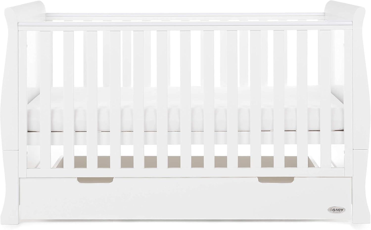 Obaby Stamford Sleigh Classic Cot Bed - White, 155L x 75.6W x 90.7H cm - Image 5
